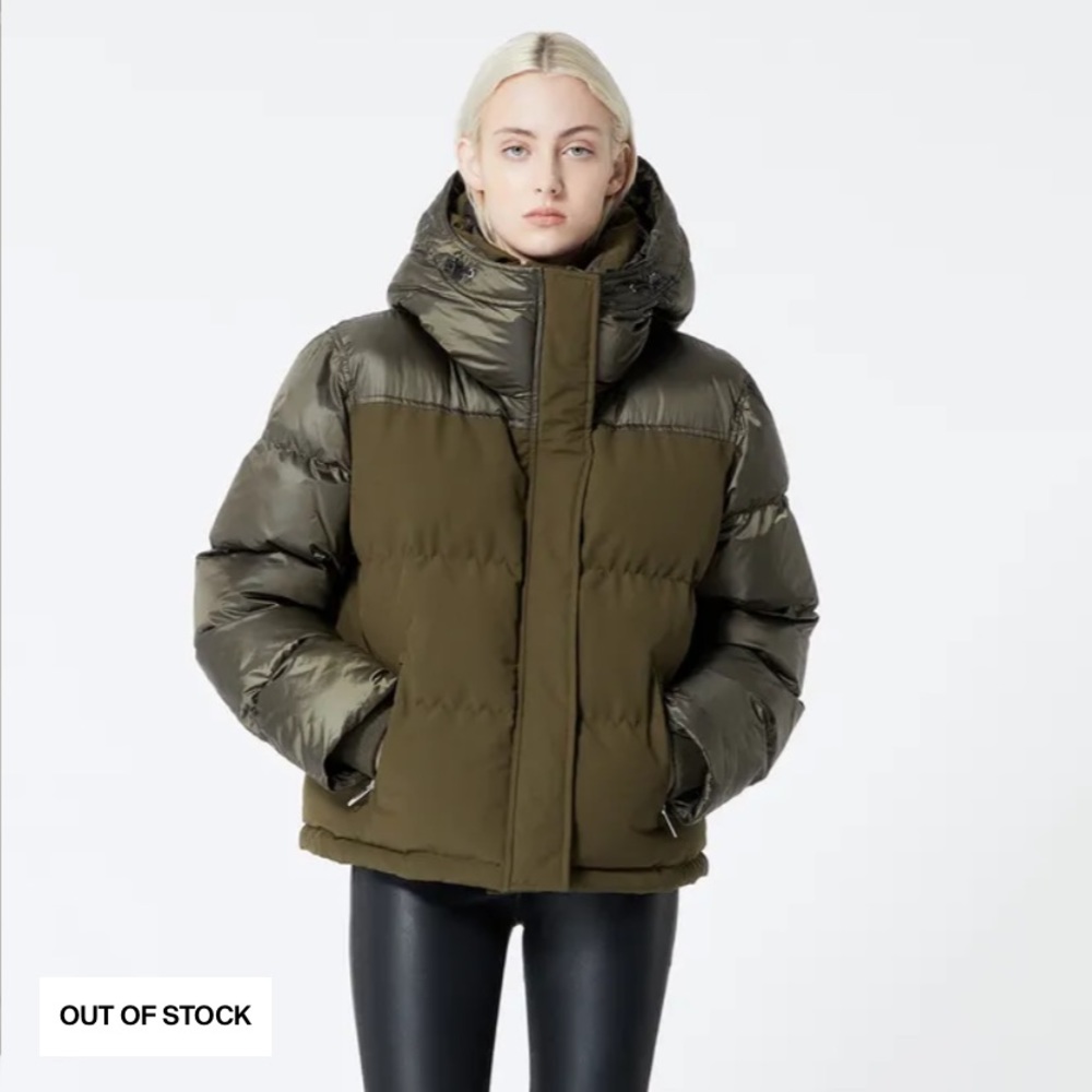 Kooples dual material nylon jacket green NWT